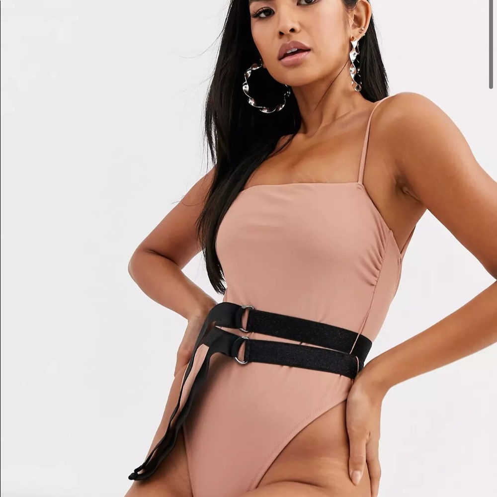 Candypants double belt high leg swimsuit
